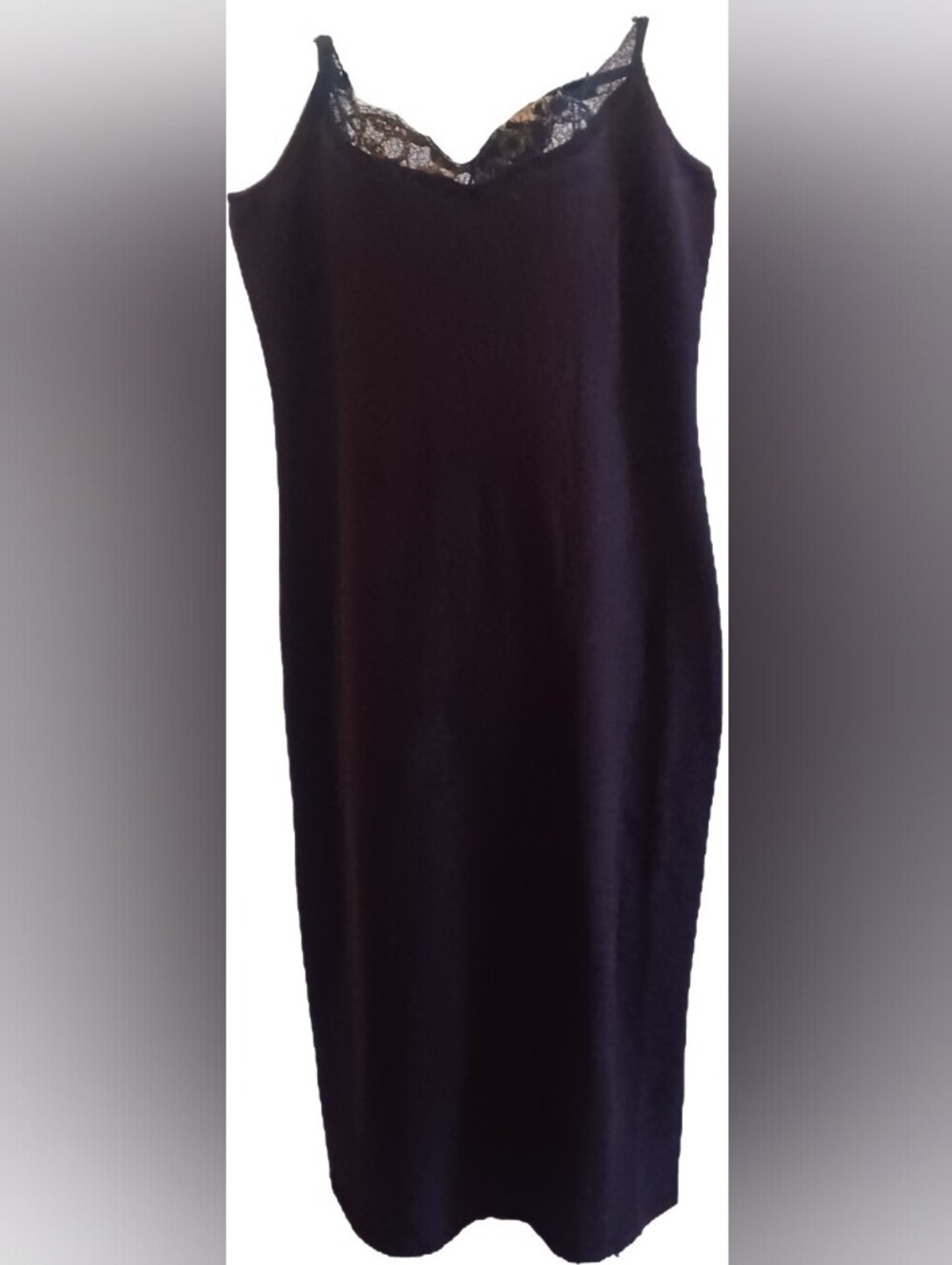 Women's Brown Lace-Trim Sweater Dress